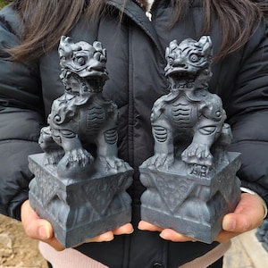Natural Bluestone stone carving foo dog unicorn statue Pi Xiu Unicorn God Beast Statue Warding Off Evil Energy Guardion Door Lion adornment
