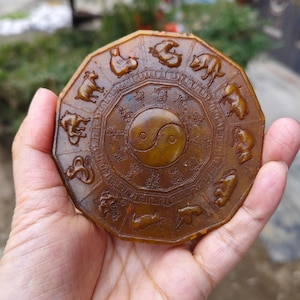 Jade Yinyang Bagua Fengshui Symbol Mirror, Exorcism Zodiac Chinese Zodiac Statue, Yinyang Symbol designed blocking BuddhaDecorMeditationZen