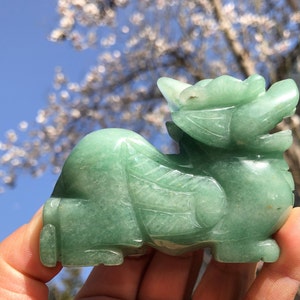 3 inches ade Feng Shui Pi Yao/Pi Xiu statue for Wealth Good Luck Figurine, Collectible Qilin qi lin, Stone brave troops  Beast Wealth hp090
