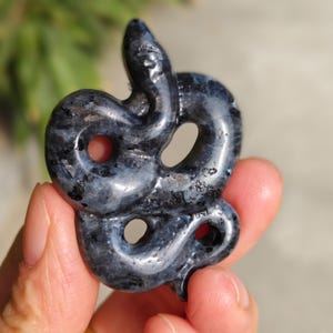 3D Jade Snake Pendant, Chinese Zodiac Snake, year of snake, Carving Natural abrador spar Ornament jade stone Necklace, Feng shui Snake