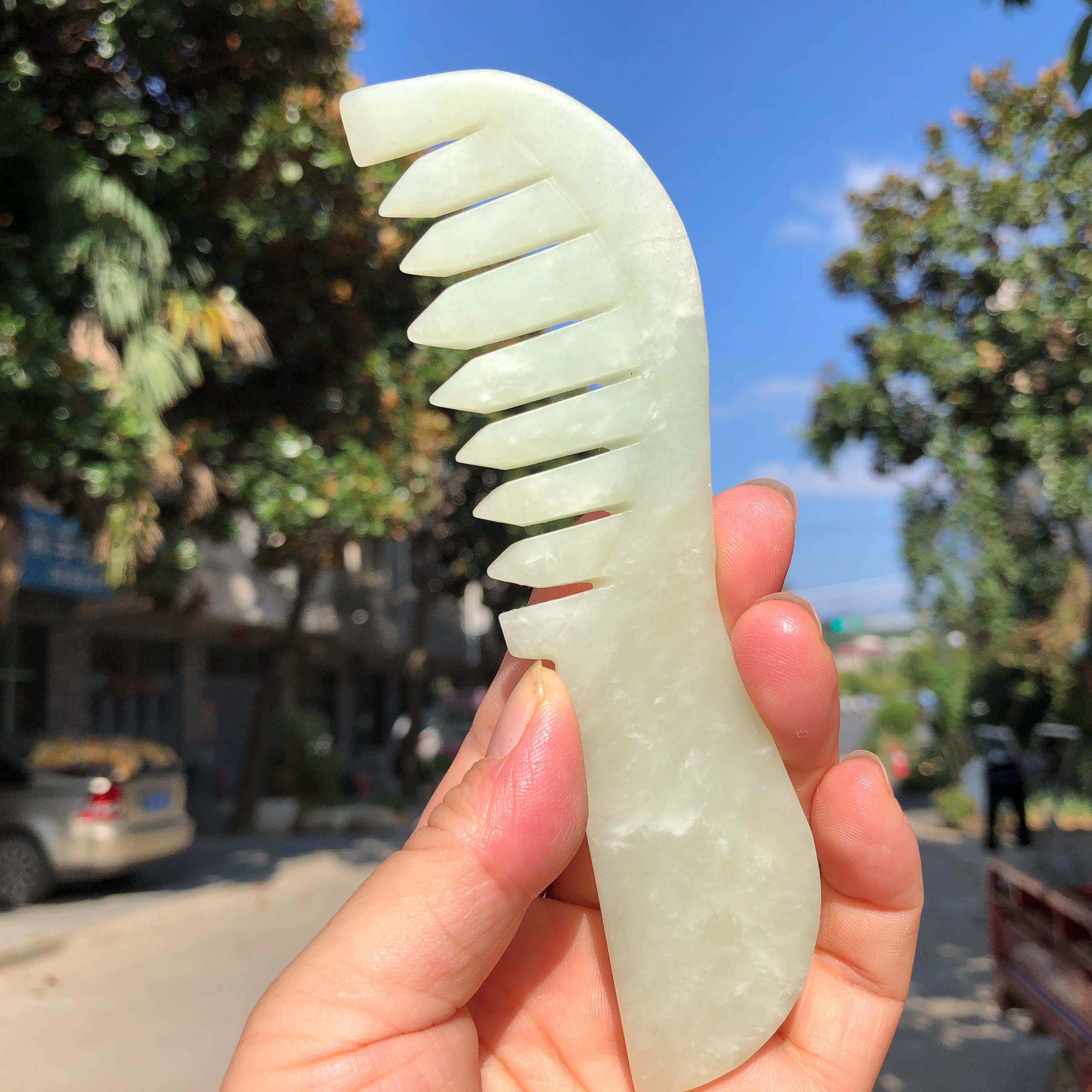 2pcs  jade Comb, Handmade nice Hair Comb Massage Scalp Brush,  anti-static Fine Tooth Pocket christmas gift for her  Comb wedding comb