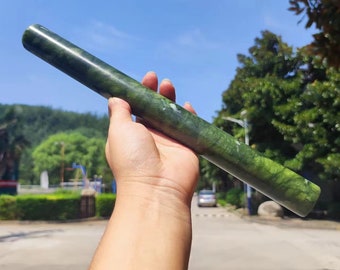 30 CM Groene Jade Gesneden Taart Deegroller Suikerglazuur Tool Sugarcraft Decorating, Stenen Stok Gebruiksvoorwerpen Voor Keuken Huishouden Massief Marmeren Handgrepen