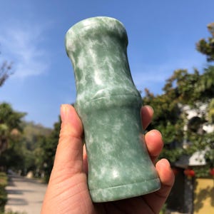 Hand carved jade bamboo joints shape Vase Pen Holder Tea Play pen container jade container Vintage tea ceremoney zen Antique style Bottle B1