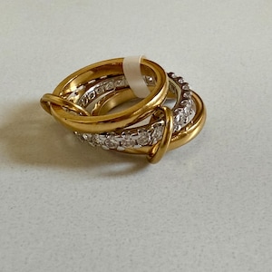 Spinner ring 18k gold plated ring with small stones