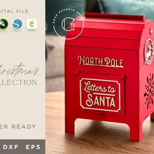 Letters to Santa Mailbox SVG, Cut File, Santas Mailbox, Christmas Decor, Laser Cut File, Laser Ready.