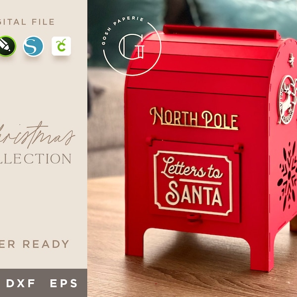 Letters to Santa Mailbox SVG, Cut File, Santas Mailbox, Christmas Decor, Laser Cut File, Laser Ready.