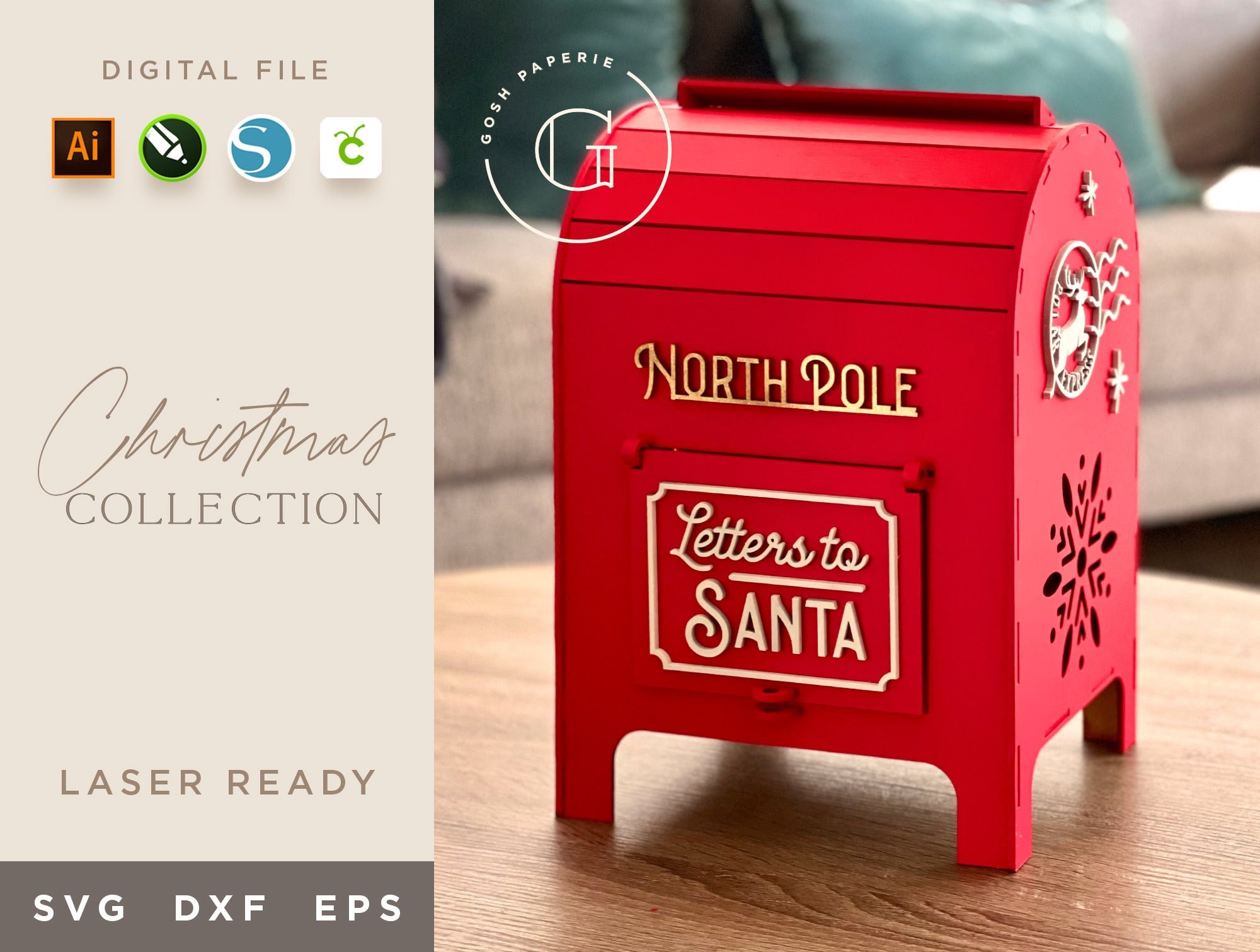 Letters to Santa Mailbox SVG, Cut File, Santas Mailbox, Christmas