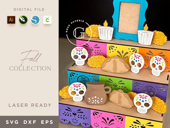Altar de Muertos SVG, Cut File, Dia de los Muertos, Papel Picado, Laser Cut File, Laser Ready.