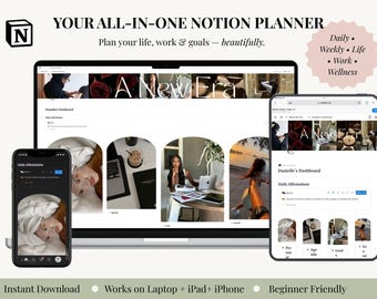 All-In-One Life & Career Planner Notion | Work, Goals, Wellness, and Finance Dashboard