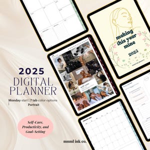 Interactive 2025 Planner for iPad | Digital PDF with Goal Tracking & Wellness Templates
