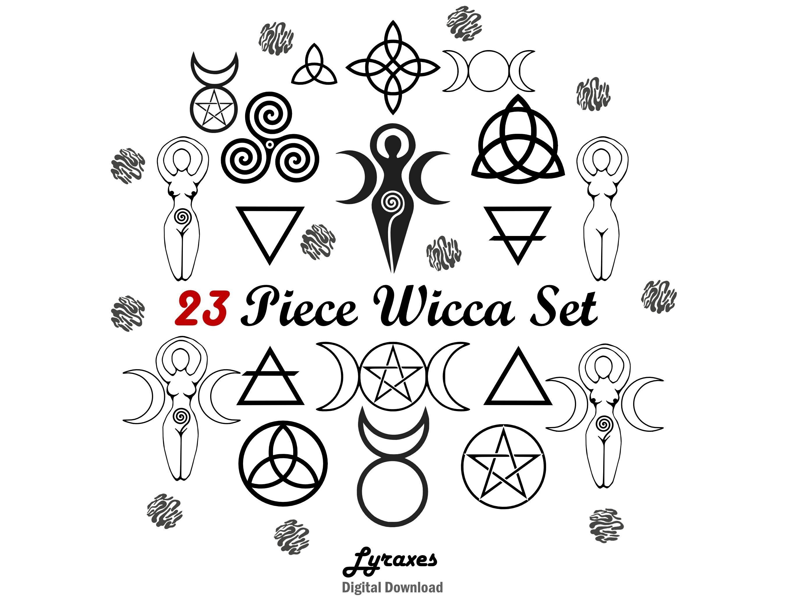 23 Piece Wiccan Witchcraft Symbols Set Vector Bundle Pagan Etsy