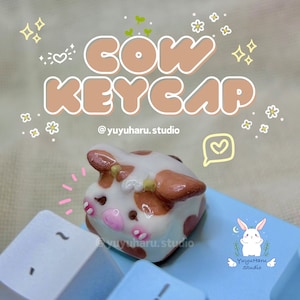 Kawaii Cow keycap - Artisan Key Cap - cute keycap
