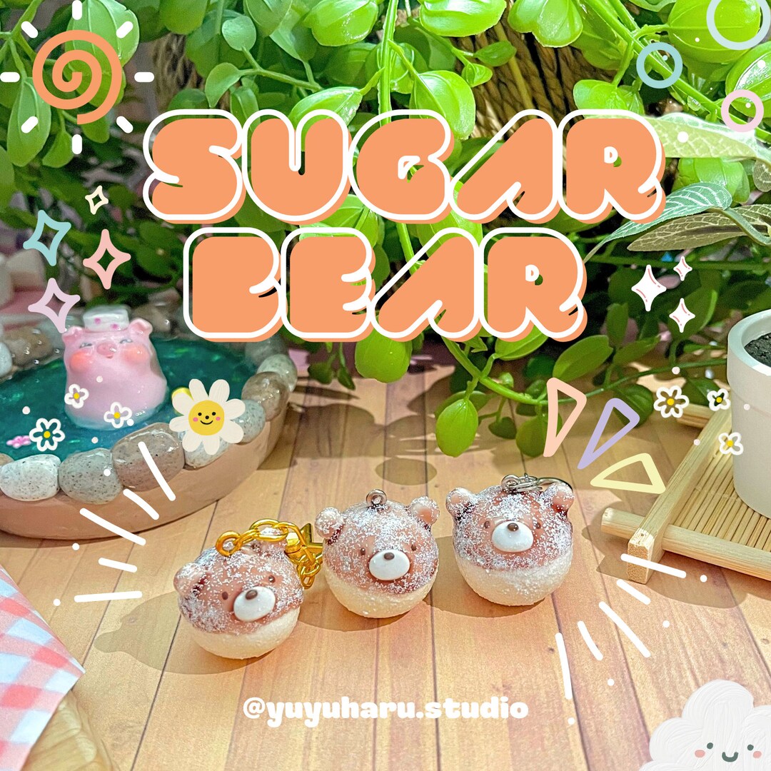 Sugar Bear Cake Keychain Polymer Clay Cute Kawaii Etsy