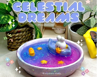 Celestial Dreams Glow Galaxy Polymer Clay Trinket Dish: Sparkle in Your Space!