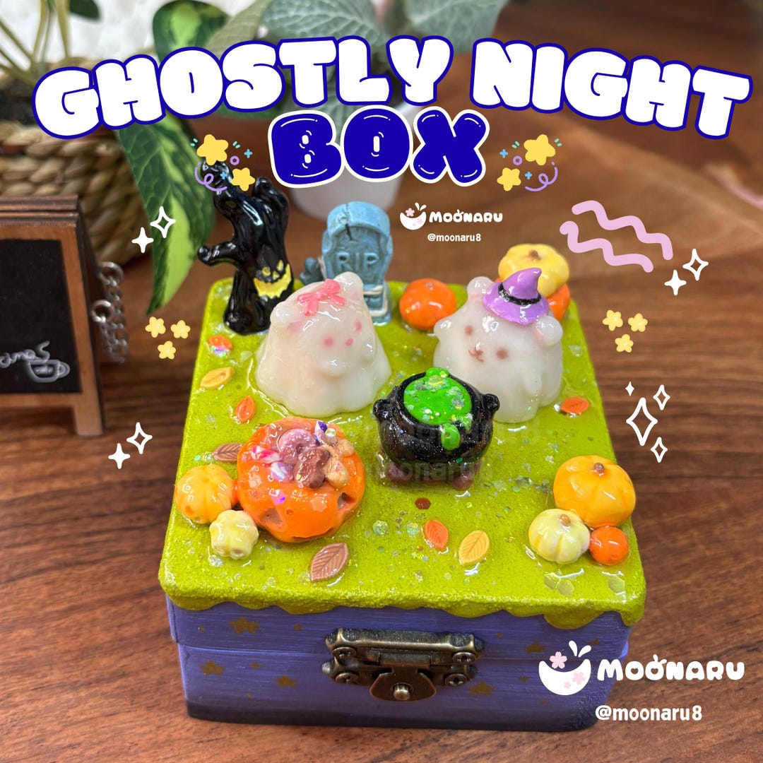Glow-in-the-dark Ghostly Night Box: Handmade Halloween Decor - Etsy