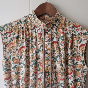 Vintage floral sleeveless linen dress