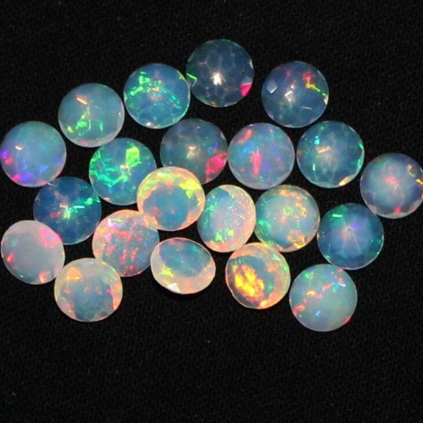 5mm Natural Ethiopian Opal Gemstone, Opal Round Faceted Cut ,Opal Loose Gemstone, Fire Opal Cut ,Semi Precious Stone