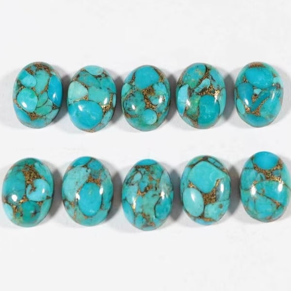 6x8mm Natural Blue Copper turquoise Cabochon, CALIBRATED Turquoise Oval Cab, Semi Precious Loose Gemstone, Good Quality Cabochons.