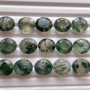 10x10mm Natural Green Moss Agate Faceted Gemstone ,CALIBRATED Moss Agate Round Cut, Semi Precious Loose Gemstone, faceted Cut Gemstone.
