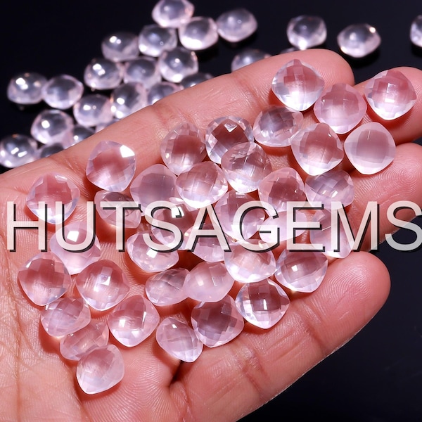 10mm Cushion Briolette Shape Faceted Stone , Calibrated Cut Loose Gemstone, Wholesale Gemstone, Pink Rose Quartz