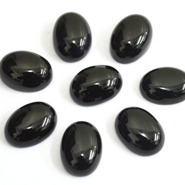 Natural Black Onyx Cabochon, 6x8 mm Oval Cab, Semi Precious Loose Gemstone, CALIBRATED Cabochons.
