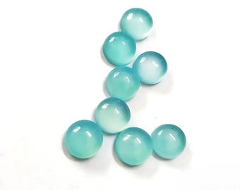 AAA Aqua Chalcedon Cabochon, 7 mm okrągły, luźny kamień szlachetny