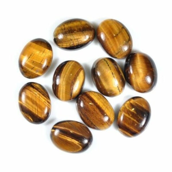 10x14mm Natural Tiger Eye Cabochon, CALIBRATED Eye Oval Cab, Semi Precious Loose Gemstone, Good Quality Cabochons.