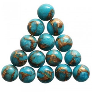 6mm Natural Blue Copper turquoise Cabochon, CALIBRATED Turquoise Round  Cab, Semi Precious Loose Gemstone, Good Quality Cabochons.