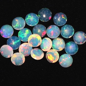 5mm Natural Ethiopian Opal Gemstone, Round Faceted Cut, Loose Stone