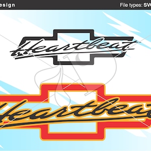Logo Chevrolet, Heartbeat, voiture classique, années 1950, vintage, Vector, SVG, AI, PNG.
