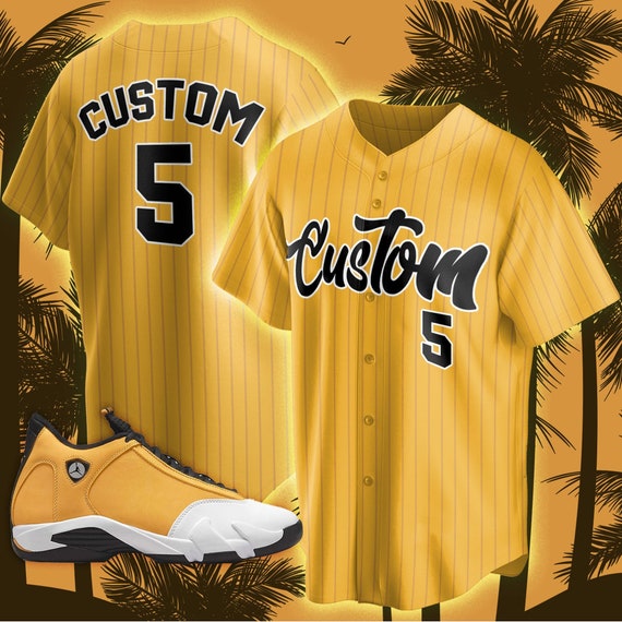 Baseball Jersey Custom Text Match Jordan 14 Retro Ginger 2022 