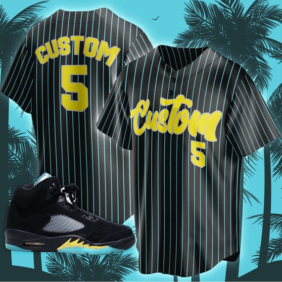 Jordan 5 Aqua Match Baseball Jersey Custom Text Custom Team 