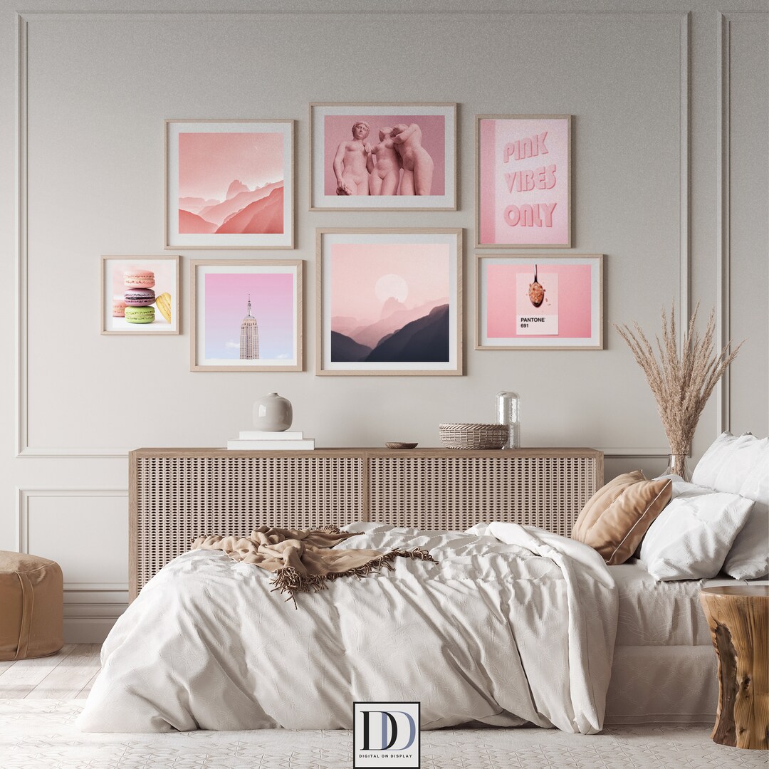 Preppy Poster Prints, Girly Bedroom Wall Art, Set of 12 Pink Aesthetic