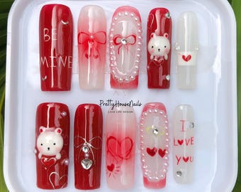 50 Stück 3D Kirsch-Nagelcharms In Pink & Rot – Glänzende Strass-Dekoration Für Nageldesign