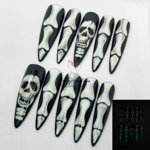 Halloween nails, nail art, nails, press on nails, nail stickers, nail decals, nail wraps, Halloween, nail polish strips, Halloween stickers, spooky, fake nails, scream nails, ghost nails, hand-painted, spooky nails, black nails