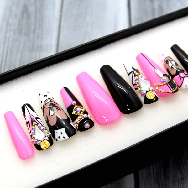 Walt Disney Press On Nails, Micky Mouse Lover Nails Art, Colorful Fake Nails Set, Look Fresh False Nails For Everyday, Mothers Day Gifts.