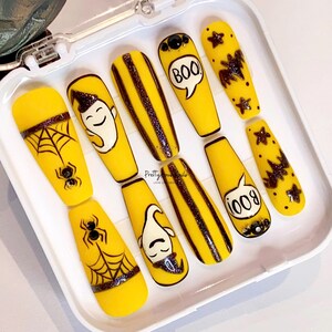 Halloween Scary Bat Press On Nails, Custom Long Coffin Nail Art, Trendy Nails, Fake Nail Sets, Glue On Nails, Acrylic Nails, Halloween Nails