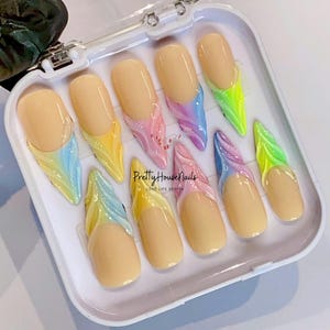 Custom Long Stiletto Nail Set, Long lasting Nail Art with French Tips, Custom Fake Nails, Y2k Press On Nails, Glue On Nails, Gothic Nails.