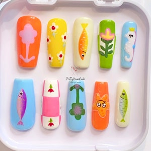 Unhas personalizadas Ocean whispers Press On, conjunto Natural Sweet Nails, Sea Lover Nails Art, unhas postiças com aparência fresca para festas, unhas para férias de verão