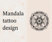 Hand Drawn Mandala Tattoo Design + Stencil (Digital Download)