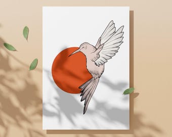 Art Print Colibri and Sun | Hummingbird Wall Decoration