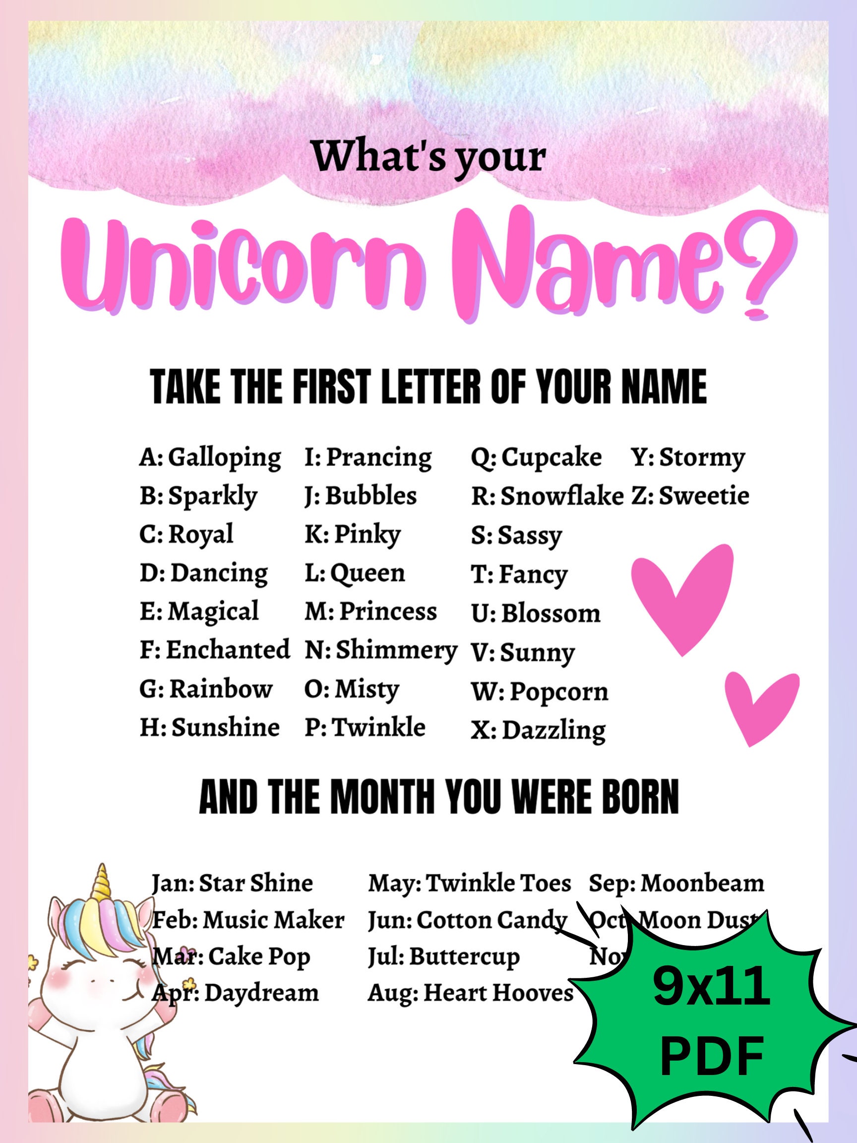 What's Your Unicorn Name? Printable Party Sign, PDF Instant Download ...