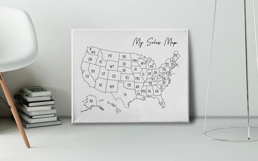 United States Sales Map, Printable , Sales Map for Procreate, Small ...