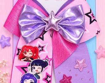 KPop Demon Hunters HUNTR/X Cheer Bow, Pink Lavender KPop Hair Bow, Rumi Mira Zoey Inspired Bow, KPop Gift for Girls