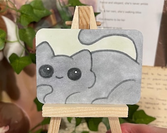 Ser Chonk Cat ACEO CARD PRINT 2.5” x 3.5” collectible artwork, no ai, art by humans, analog art, handmade, whimsy colorful sugarpawpages