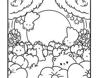 Pumpkin Patch | Fall Autumn Ghost Bears Coloring Page