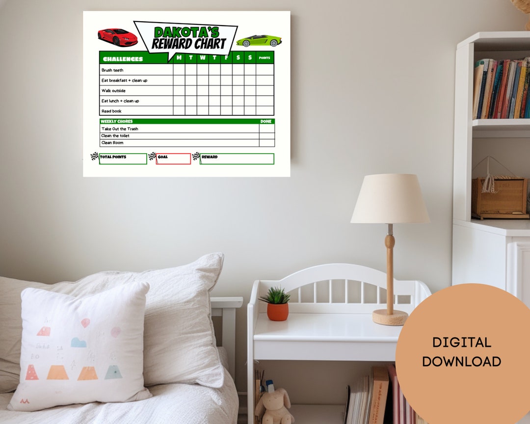 Editable Race Car Reward Chart Race Car Boy Chore Chart Responsibility