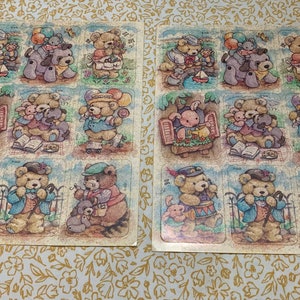 Vintage 1980s 1990s 2000s Gibson Greetings Teddy Hugglesbie Bear Sticker Sheet Cute