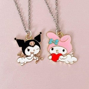 Matching Sanrio Necklaces Set, My Melody and Kuromi, Kawaii Cute Unique Gift for Bestfriend/BFFs/Friendship/Couples, Cute Sanrio Girl Gift