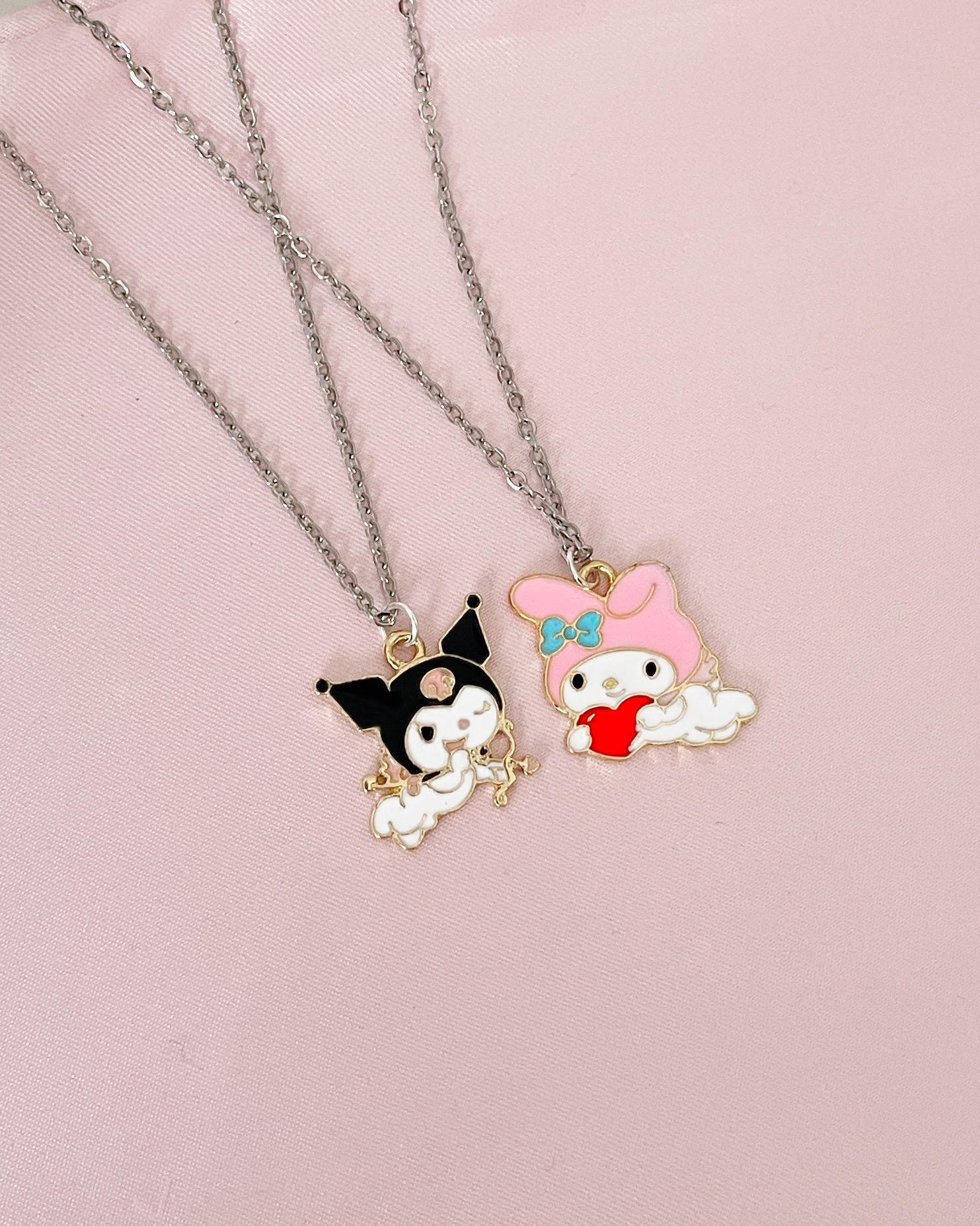 2 PCS/Set Fashion Cute Cat Couple Necklace BFF Good Friend Magnet Phase  Suction Pendant Valentine's Day Gift Friendship Jewelry